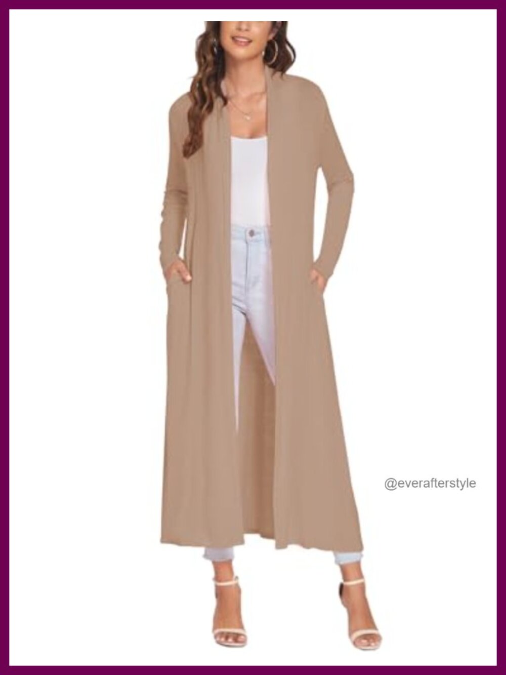 Womens Lightweight Open Front Duster Cardigan Long Sleeve Maxi